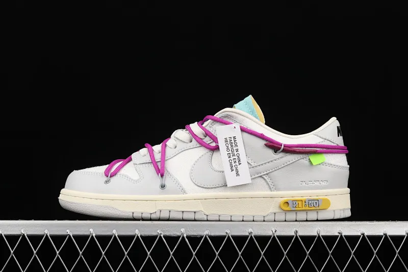 All Categories Nk SB Dunk Series Nk SB Dunk Low Low-top sneakers Cost-effective version OF x Nk Dunk Low "04 of 50" OW White Gray Casual Sports Skateboard Shoes DM1602-100